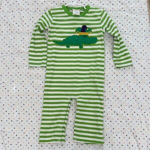 Striped Green Alligator Kids Footie